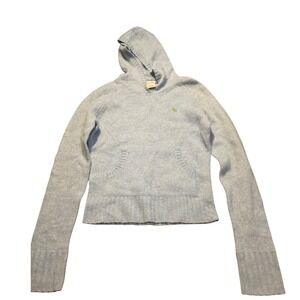 Abercrombie Vintage Wool Blend Knit Hoodie Light Blue Heather juniors Large